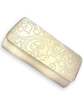 Preston & York Elegant Beaded Satin Clutch Purse With Woven Satin Cord Strap EUC